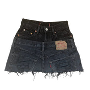 READY TO WEAR: Distressed Double Denim Skirt UK6