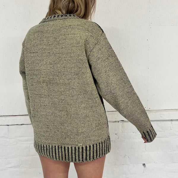 Cool Vintage Chunky Ribbed Knit Jumper - XL