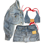 Cropped Distressed Denim Jacket