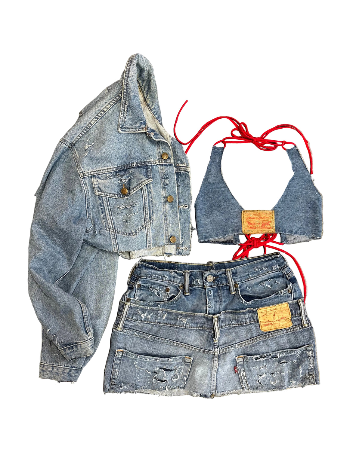 Cropped Distressed Denim Jacket