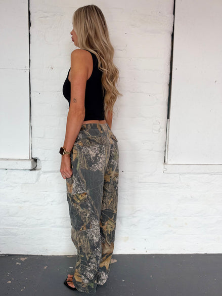 VINTAGE CAMO TROUSERS UK M
