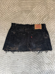 Black Denim Skirt Bronze Sparkle