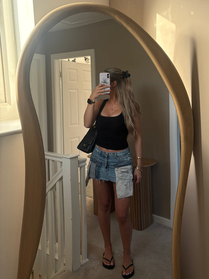 Outer Pocket Denim Skirt