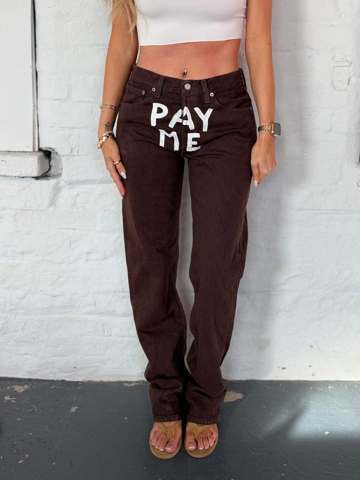 VINTAGE “ PAY ME “ JEANS UK8