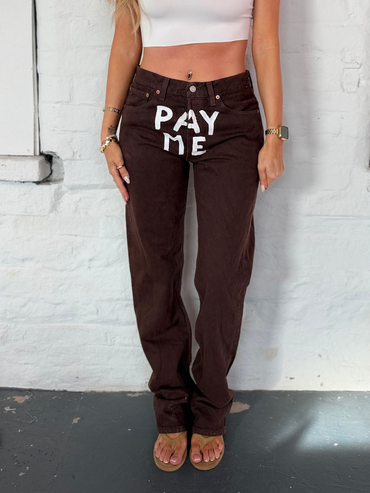 VINTAGE “ PAY ME “ JEANS UK8