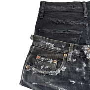 READY TO WEAR: Distressed Double Denim Skirt UK6