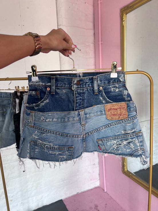 DOUBLE DENIM SKIRT