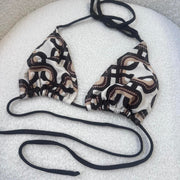 Brown Swirl Y2K Bikini Top - S