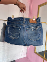 Blue Distressed Denim Skirt