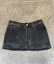 Black Denim Skirt Silver Sparkle