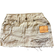 Double Beige Distressed Denim Skirt Only