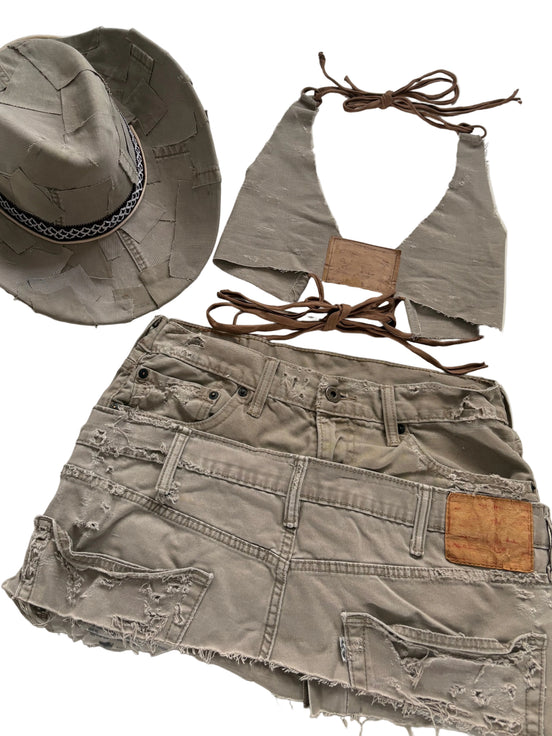 BEIGE DENIM COWBOY HAT