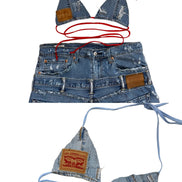 Custom Distressed Denim Bikini Top ONLY