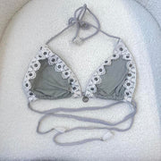 Suede Beaded Y2K Bikini Top - S