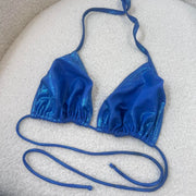 Metalic Blue Y2K Bikini Top - S/M