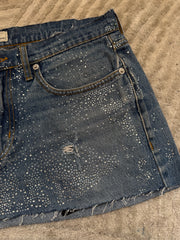 Mid Blue Denim Skirt Silver Sparkle
