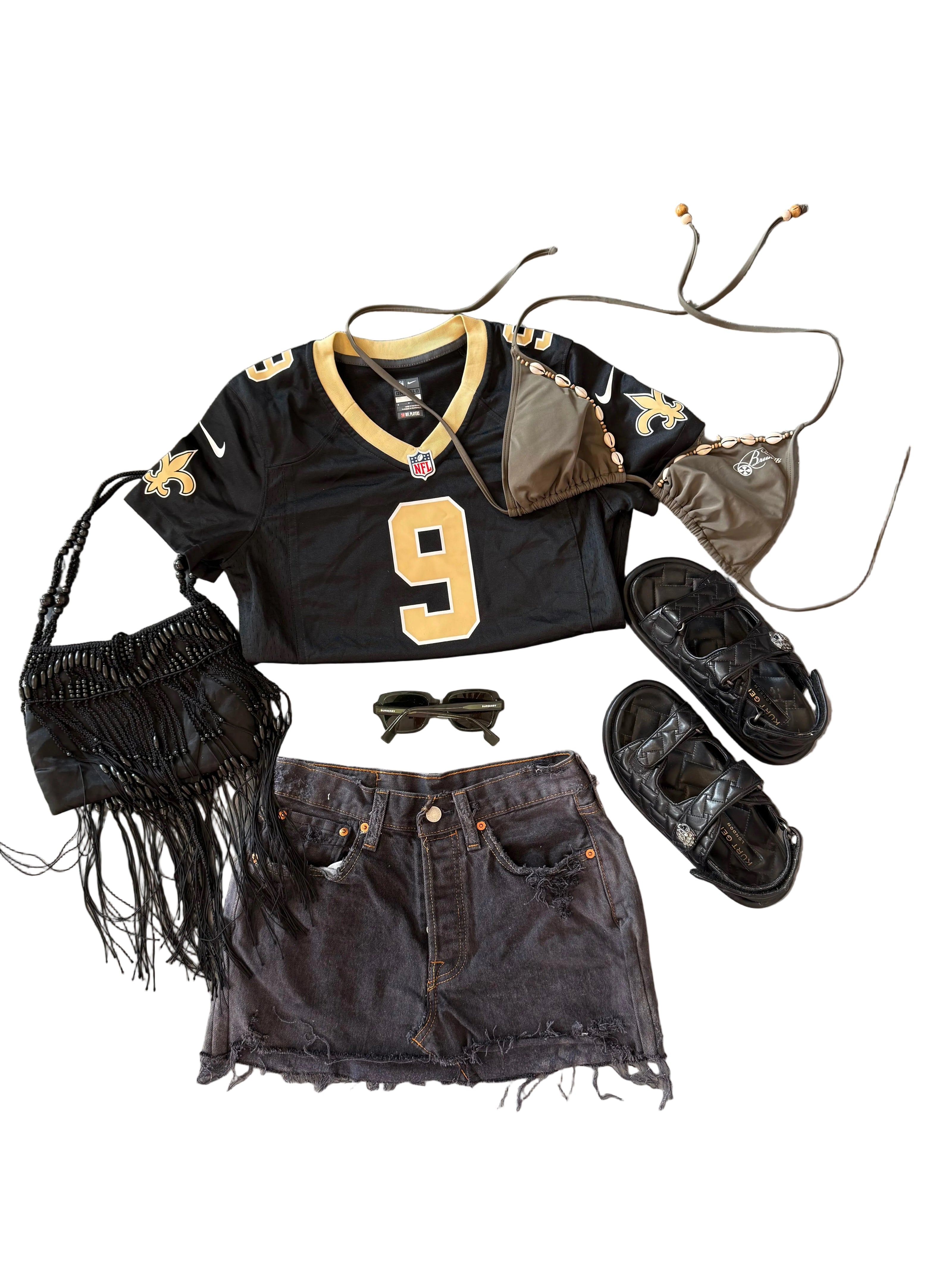 Black Distressed Denim Skirt