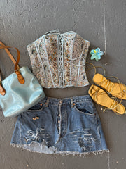 CUSTOM ORDER- Distressed Denim Skirt