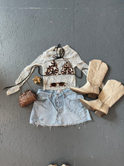 CUSTOM ORDER- Distressed Denim Skirt