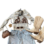 Blue Distressed Denim Skirt