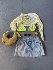 CUSTOM ORDER- Distressed Denim Skirt