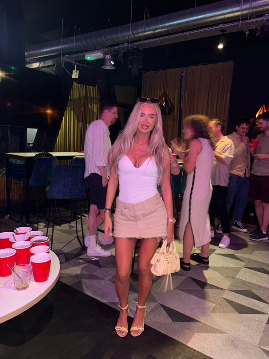 BEIGE DENIM SKIRT
