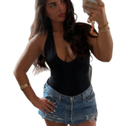 Blue Distressed Denim Skirt