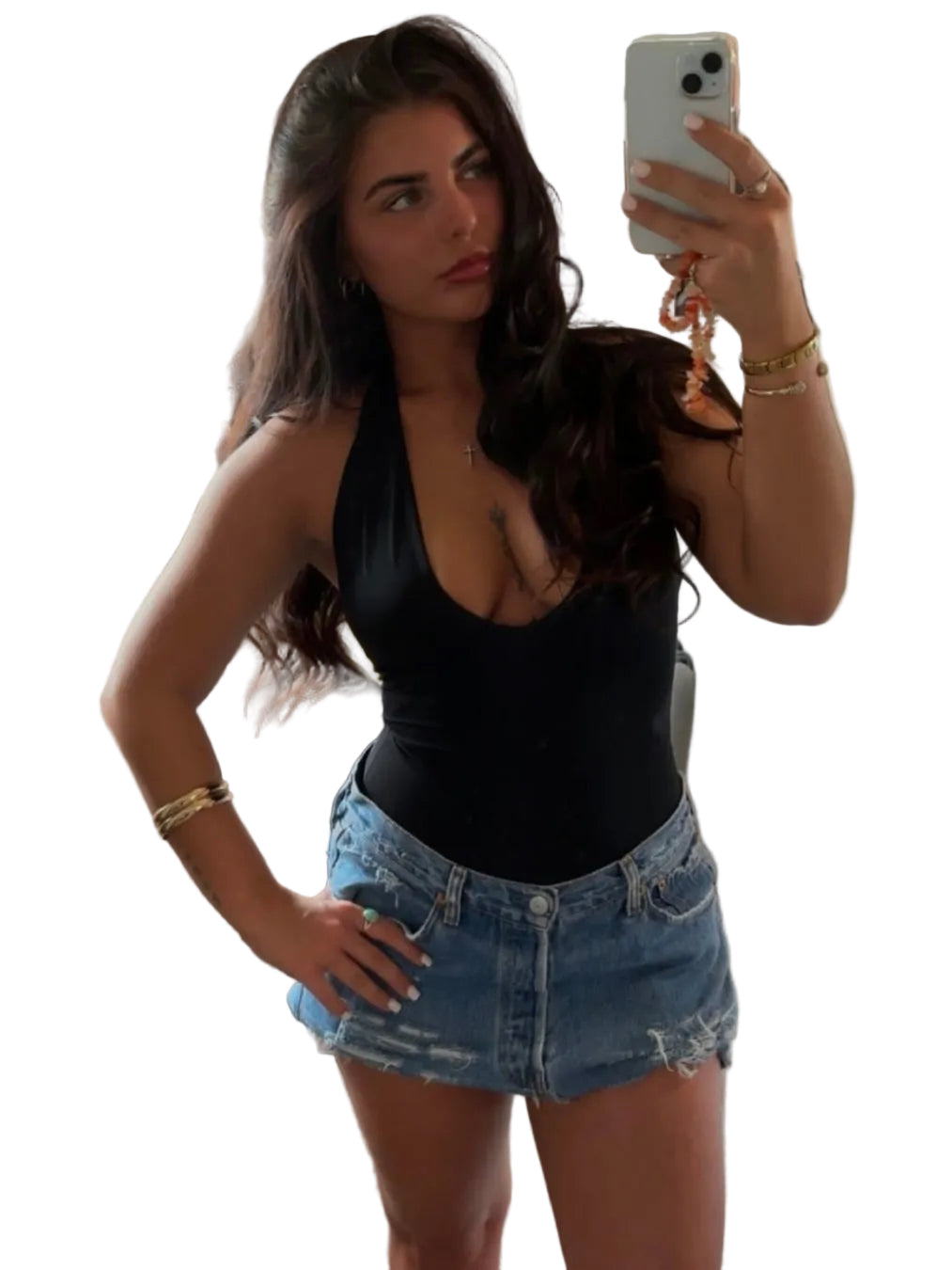 Blue Distressed Denim Skirt