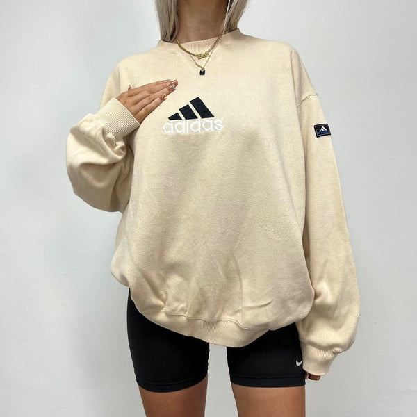 Cream Adidas Sweatshirt- L