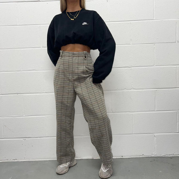 Vintage High Waisted Check Trousers W:29/L:27