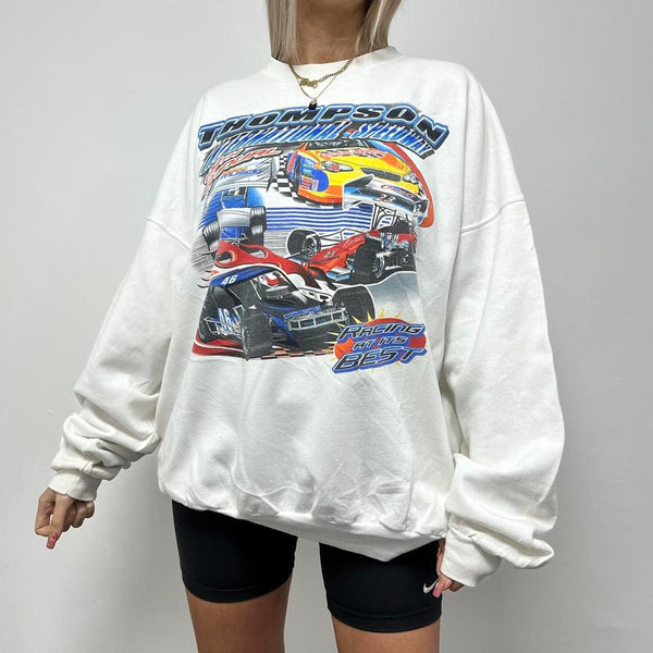 Vintage Graphic Racing Sweatshirt - XL