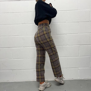 Vintage High Waisted Check Trousers - UK XS/S